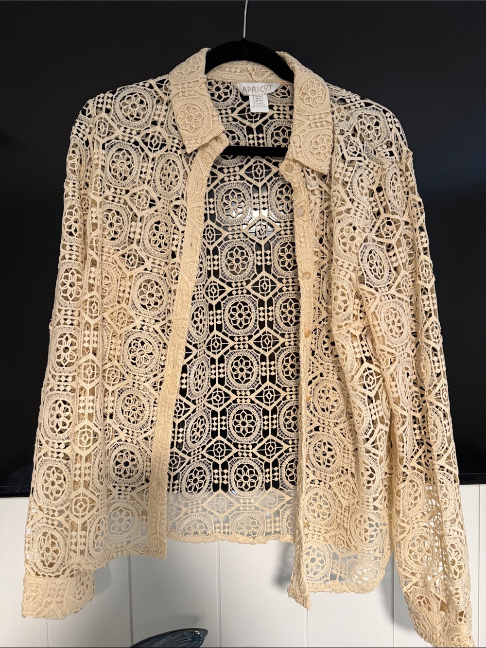 APRICOT Cream Crochet Lace Shirt